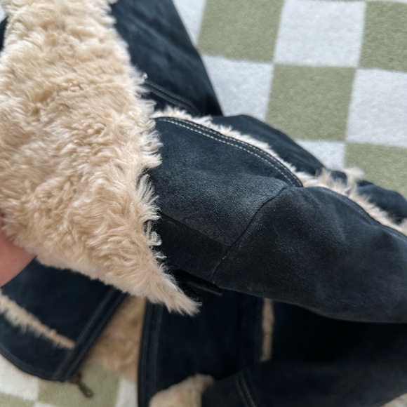 Wilsons Leather — Vintage Navy Blue y2k Suede Leather Jacket - Picture 8 of 8